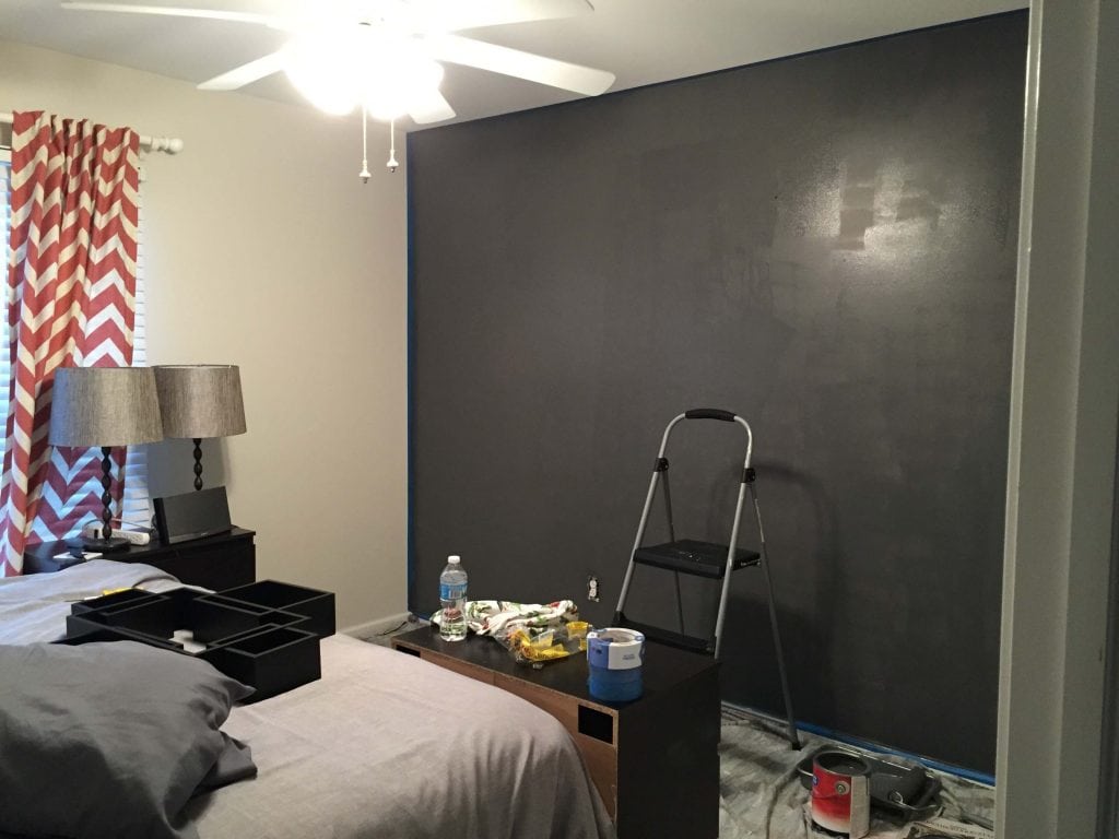 Backround paint for stencil accent wall- Peppercorn by Sherwin Williams