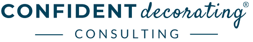 Logo for "Confident Decorating Consulting" with "Confident" in bold, "decorating" in script, and "Consulting" in uppercase letters below a horizontal line.