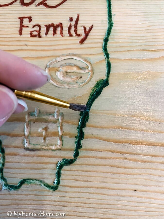 Paint color over your engraving on your DIY Christmas Eve box