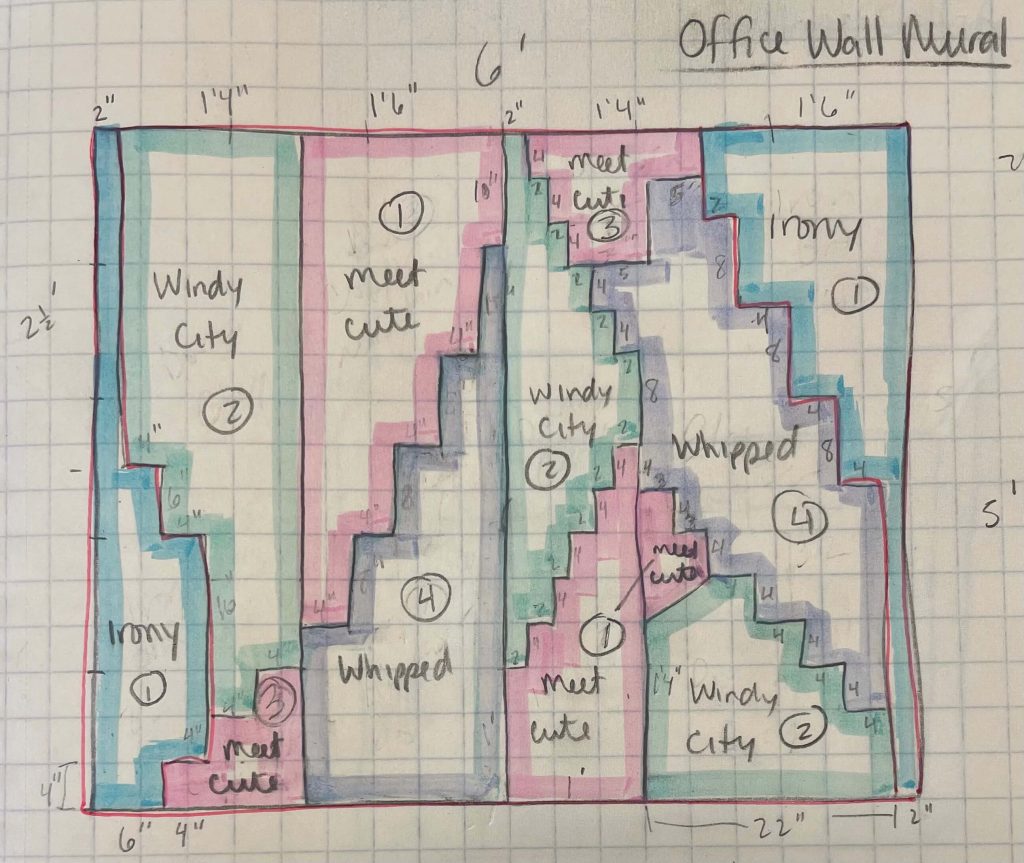 DIY Home Office Accent Wall grid map