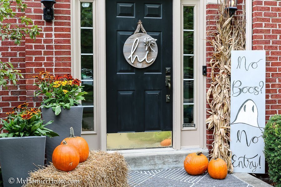 What would a fall porch be without pumpkins and corn stalks!
