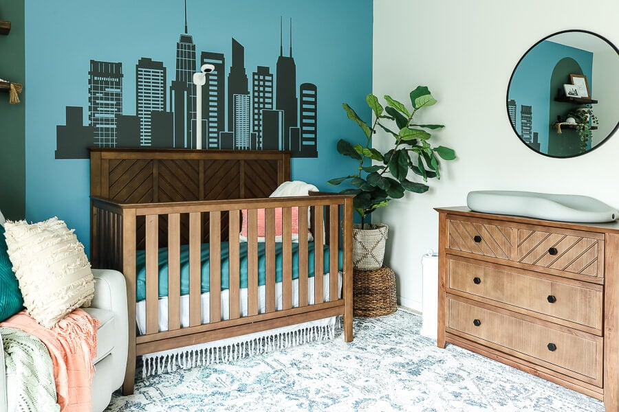 Gender Neutral Nursery Reveal of Chicago-themed nursery