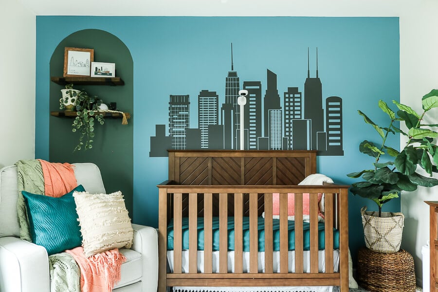 Gender Neutral Nursery Reveal of Chicago-themed nursery