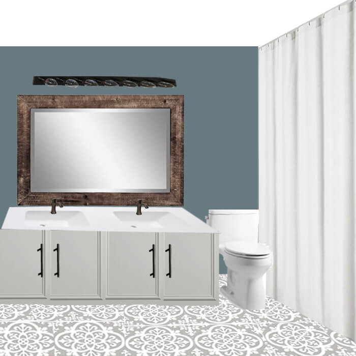 Wanna see my plan to update my 90s bathroom for $100? Come check out my guest bathroom mood board and before photos.