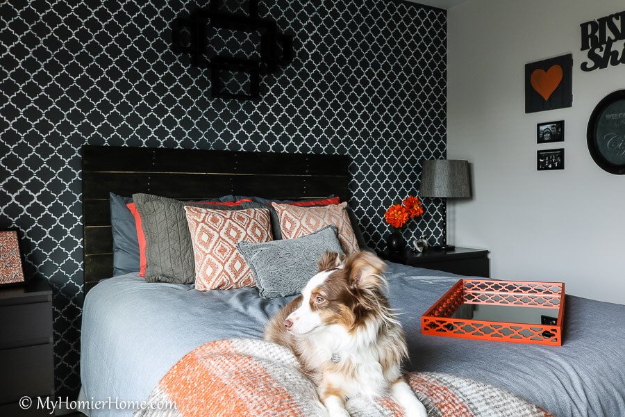 Everything you need to know about how to stencil an accent wall. Check out my tips!