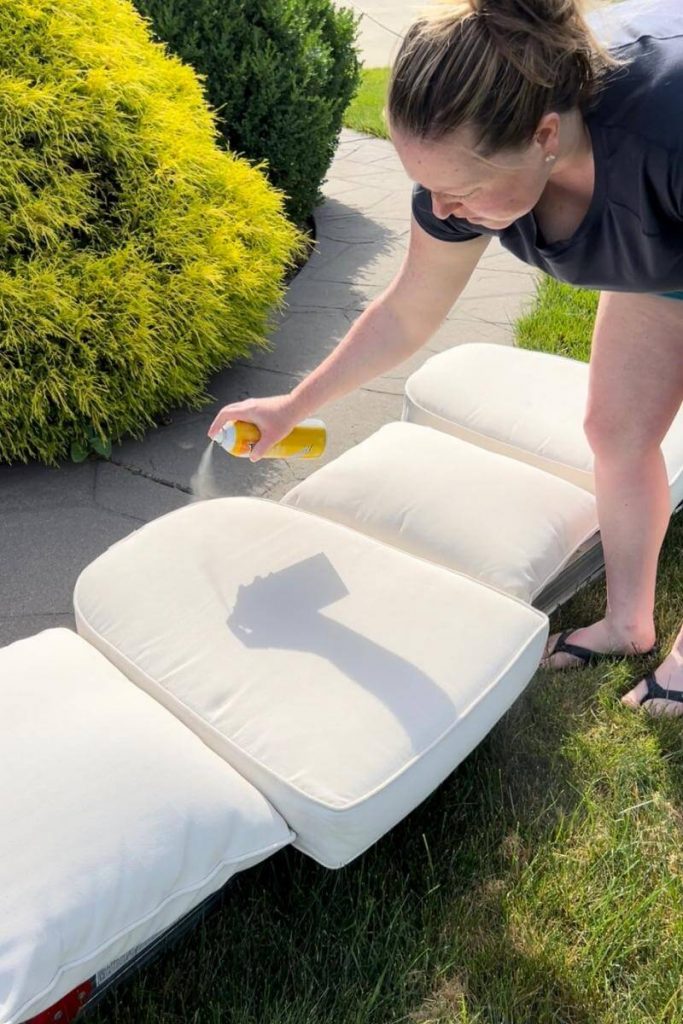How to Clean Outdoor Cushions - Spraying Cushions
