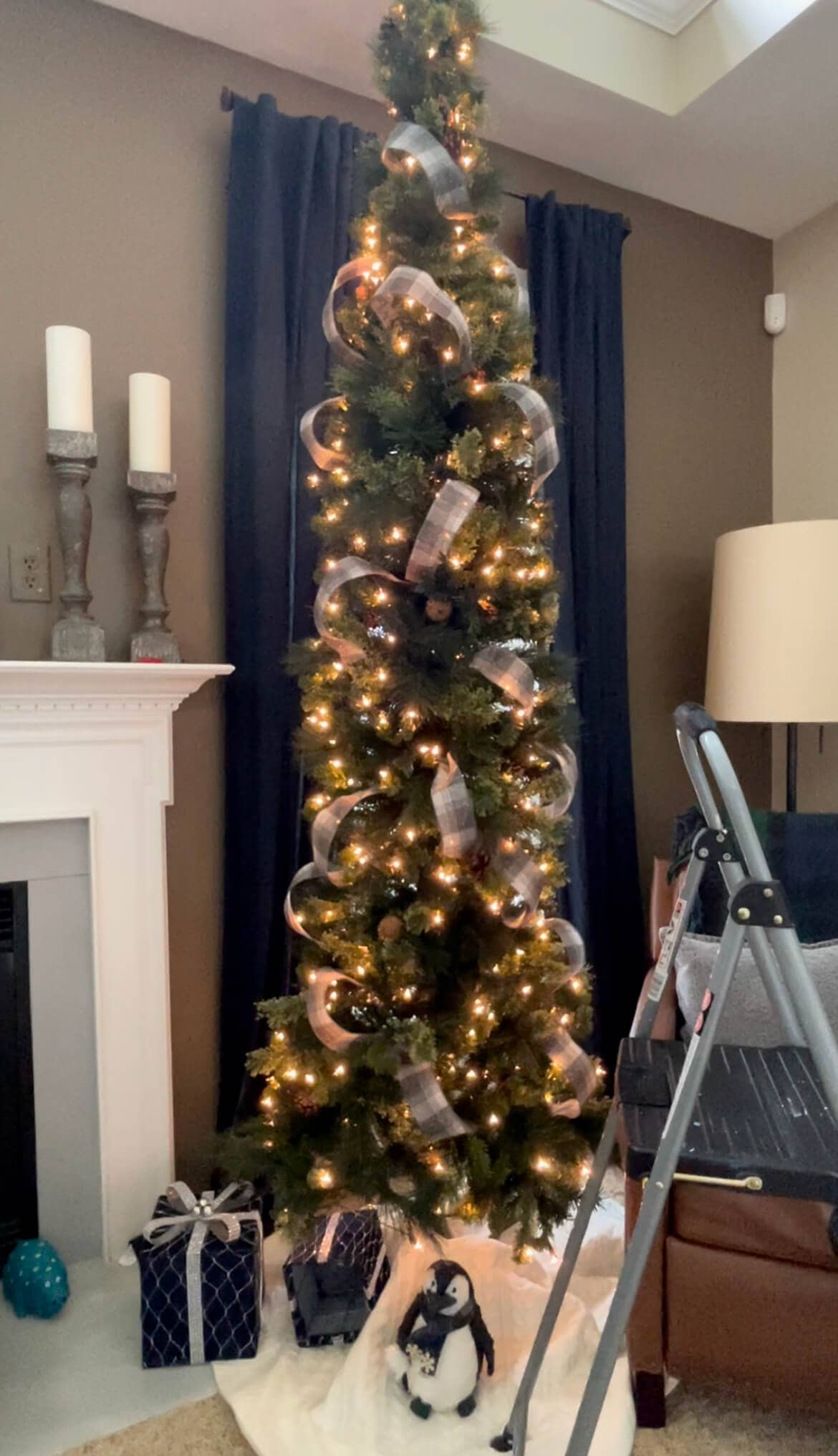 How to Decorate a Skinny Christmas Tree with Ribbon My Homier Home