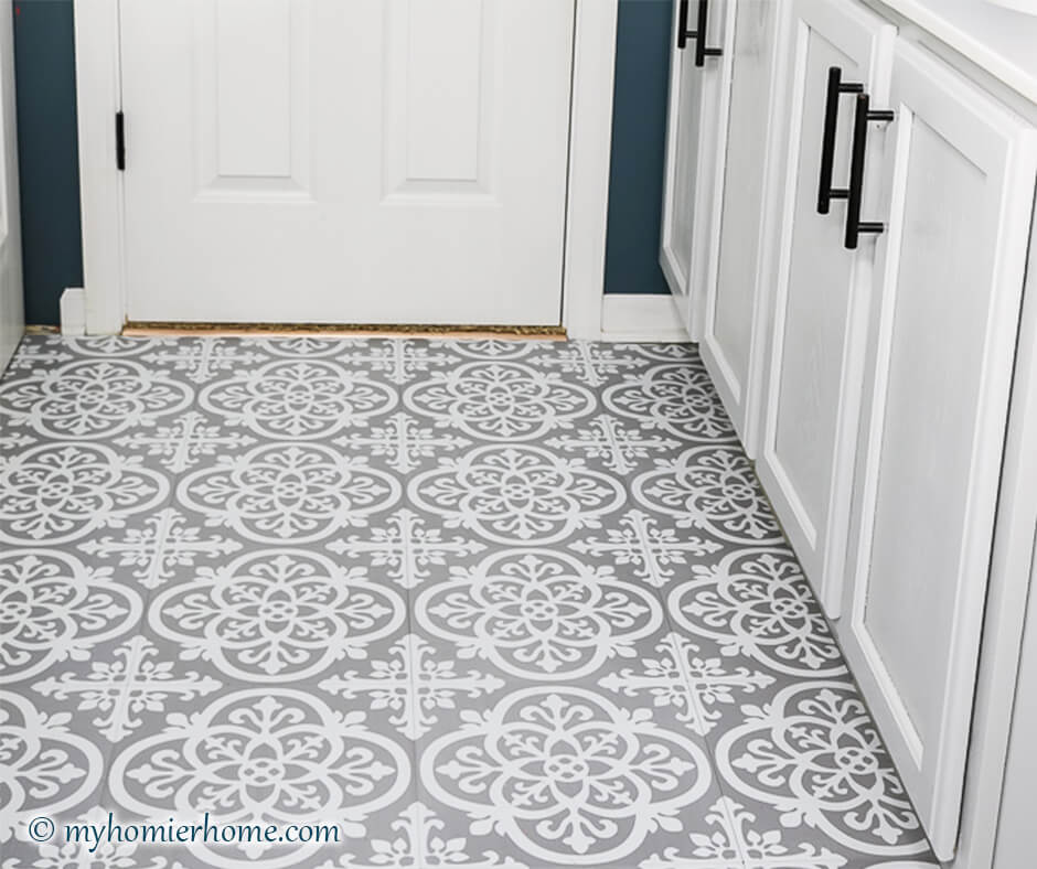 how to install peel and stick floor tile after photo