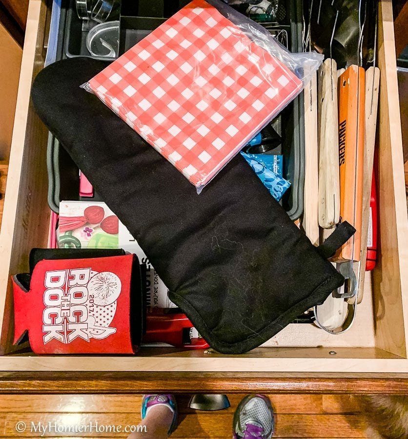 How to organize your kitchen cabinets using clear and simple strategies to tackle kitchen cabinet dysfunction without losing your mind. The infamous junk drawer now turned coffee and tea station!