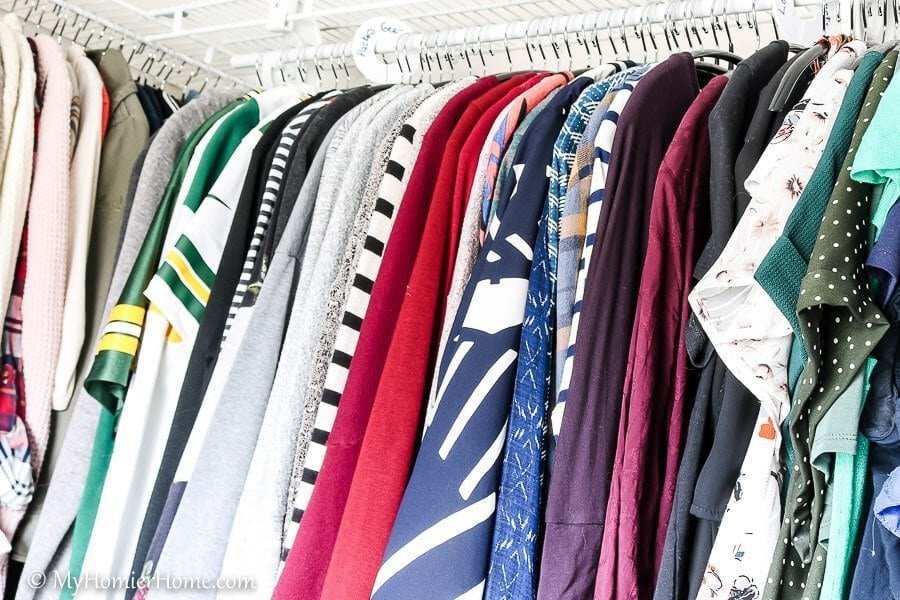 When organizing your closet, a great investment is all the same hangers, preferably slim hangers. These are the hangers I love to use for shirts.