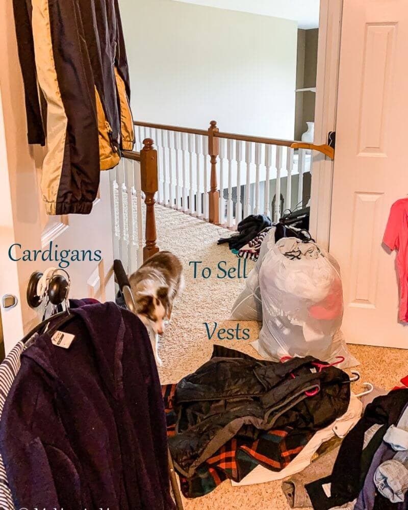 Create piles of like items as you remove items from your master closet. Then, purge each pile separately.