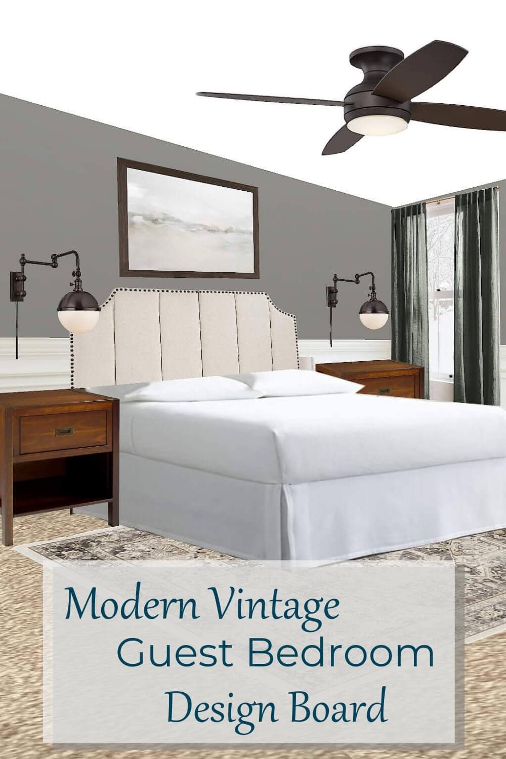 Modern Vintage Guest Bedroom Design Board - Confident Decorating ...