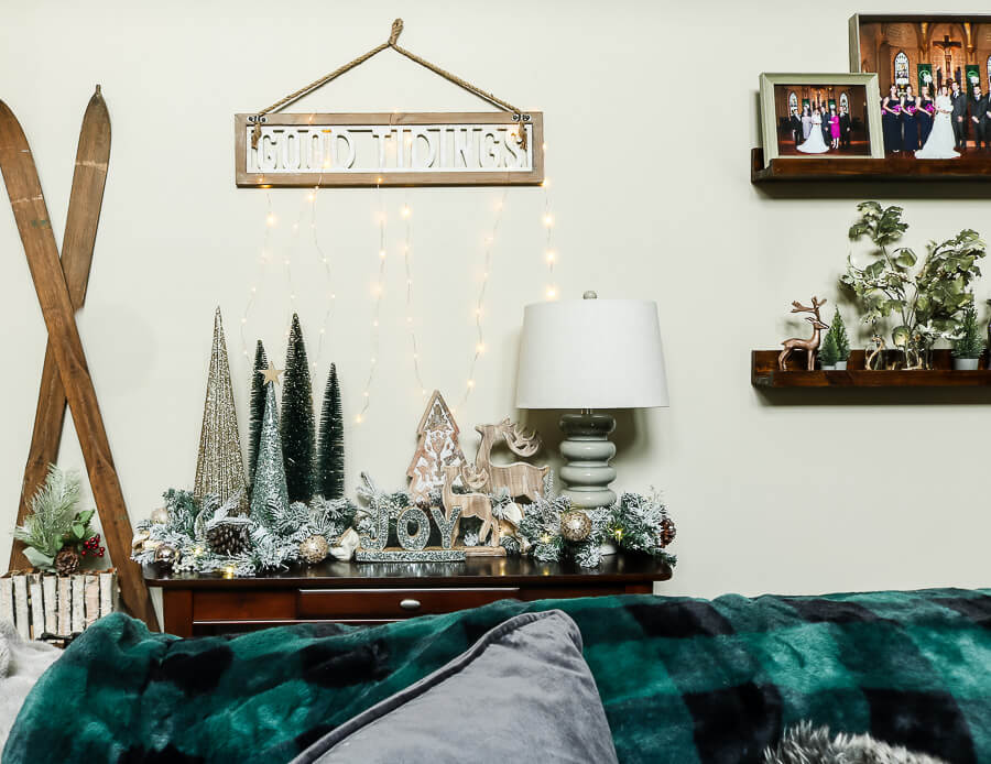 modern vintage christmas home tour console table