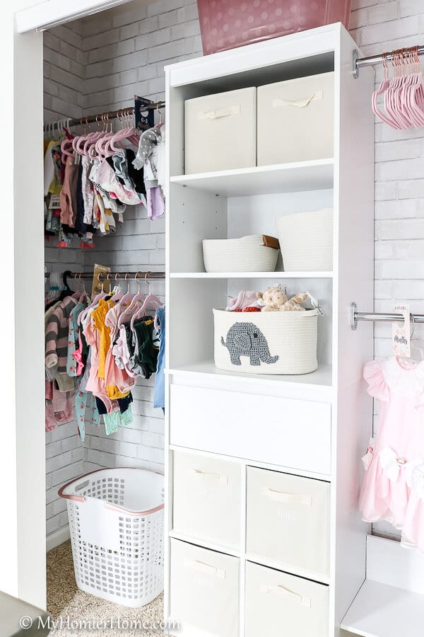 From dysfunctional to beautiful open concept closet, come check out the before & afters of our nursery closet reveal including notes on how we did it!