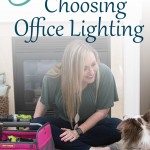 Look at this ugly fluorescent light fixture in my home office!! EWW!! Get all my tips on choosing office lighting and see what I chose!