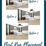 Looking to find the best bedroom rug placement for your bedroom? This is the post for you. All your options are right here. This option is putting the rug under the bed and nightstands.
