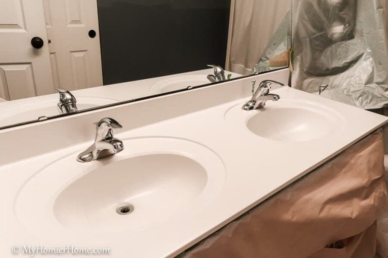 How to Easily Spray Paint Bathroom Countertops My Homier Home
