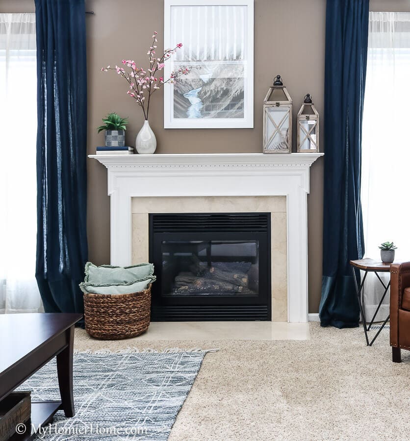 How to Spray Paint the Fireplace Surround before photo