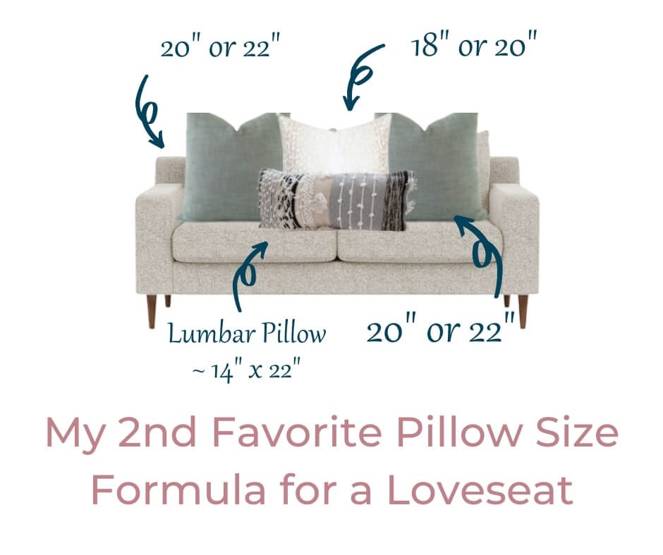 throw pillow sizes formula for loveseat option 2
