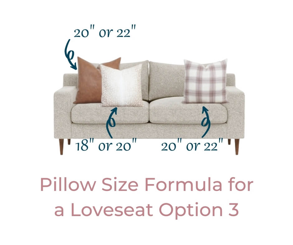 throw pillow sizes formula for loveseat option 3