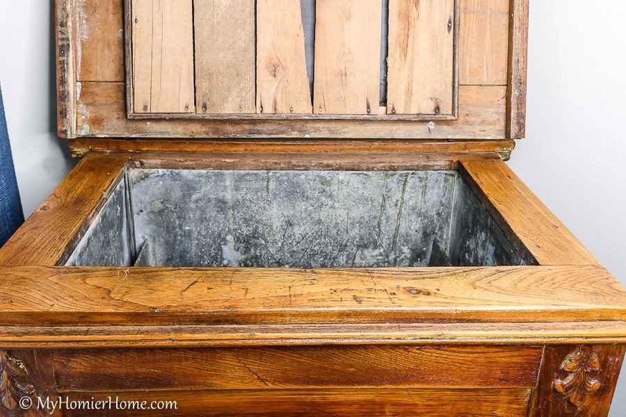 Antique Ice Chest Turned Vintage Bar Cart - My Homier Home