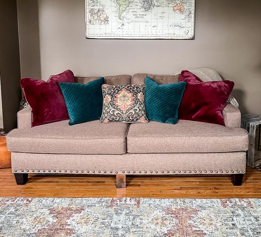 modern vintage christmas home tour couch